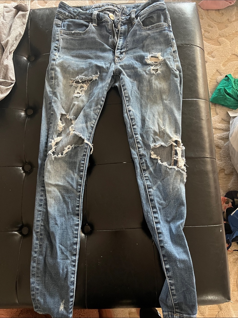 American Eagle Outfitters Distressed Light Blue Skinny Jeans